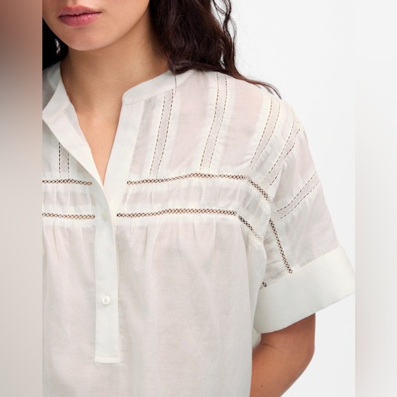 NWOT Madewell Lace-Inset Pintucked Henley Top - Picture 5 of 10